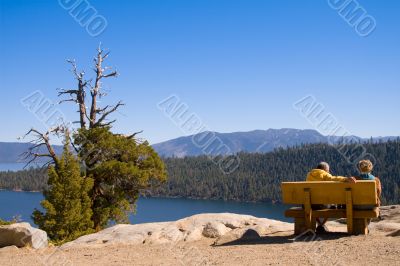 Bench in mountains