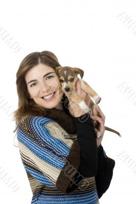 Woman with a puppy