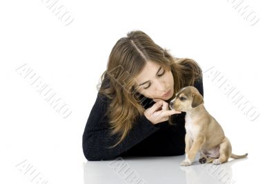 Woman with a puppy