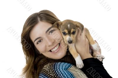 Woman with a puppy