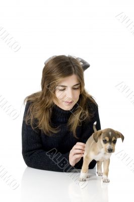 Woman with a puppy