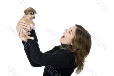 Woman with a puppy