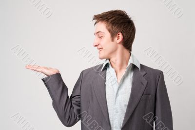 businessman with support gesture
