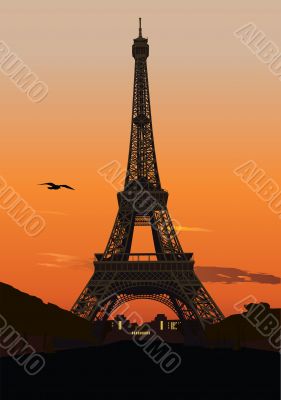 Eiffel tower at sunset