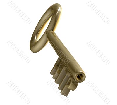 key in gold with HTTP text 3d made