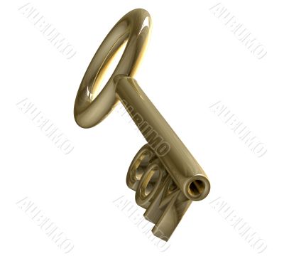 key in gold with COM text 3d made