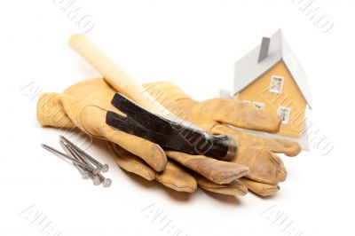 Hammer, Gloves, Nails and House