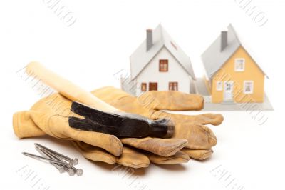 Hammer, Gloves, Nails and House