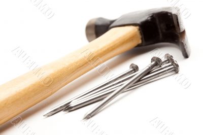 Hammer and Nails Isolated