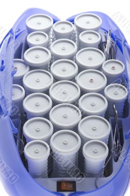 Set of hair rollers closeup