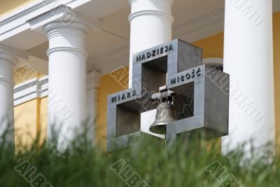 Cross in front of Polish Roman-Catholic church