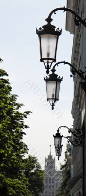 Old-fashioned street lanterns in Kiev