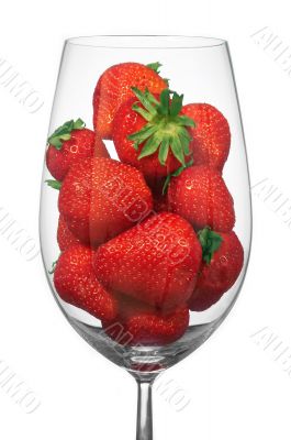 Glass with the strawberry