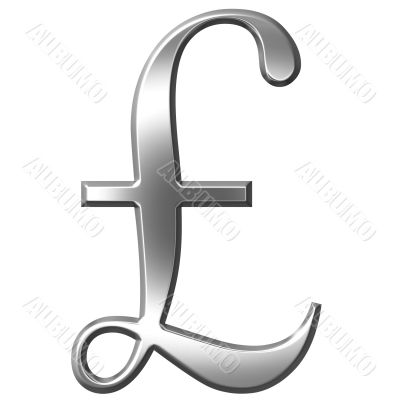 3D Silver Pound Symbol