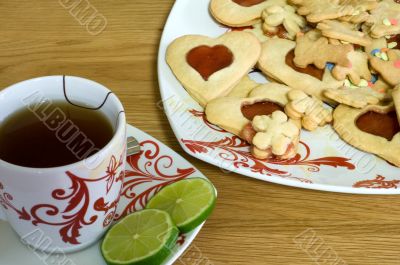 Cup of tea with cookies