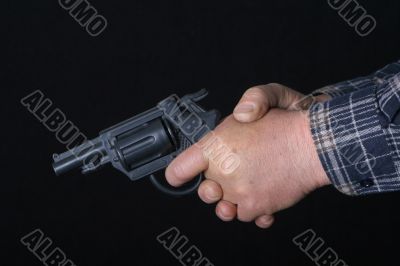 gun in man`s hand