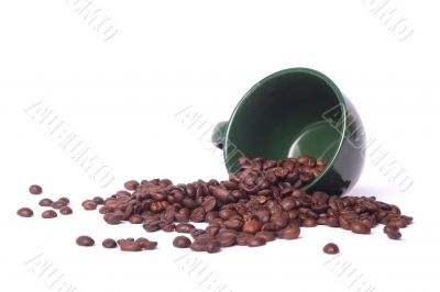 Coffee beans with cup