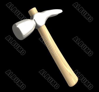 Hammer in metal and wood isolated - 3d made
