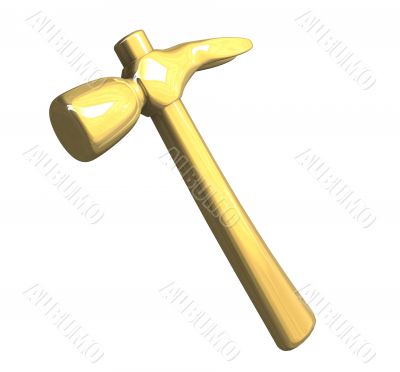 Hammer in metal gold isolated - 3D made