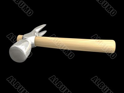 Hammer in metal and wood isolated - 3d made