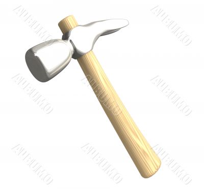 Hammer in metal and wood isolated - 3d made