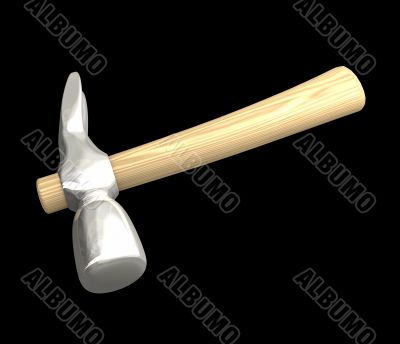 Hammer in metal and wood isolated - 3d made