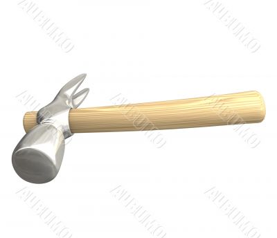 Hammer in metal and wood isolated - 3d made