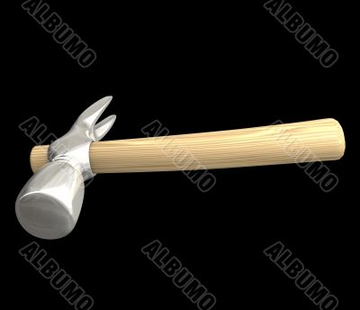 Hammer in metal and wood isolated - 3d made