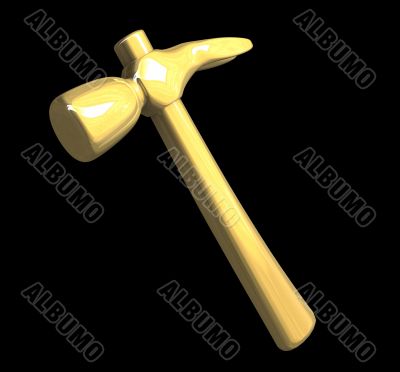 Hammer in metal gold isolated - 3D made