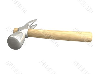 Hammer in metal and wood isolated 3D made