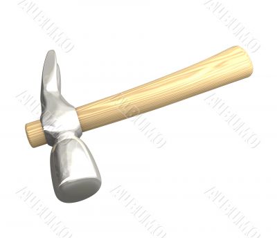 Hammer in metal and wood gold isolated 3D made