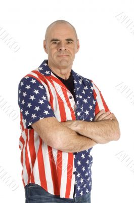 patriot man wearing a united states blouse