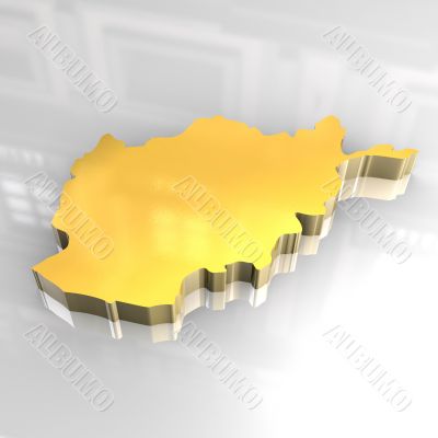 3d golden map of afghanistan