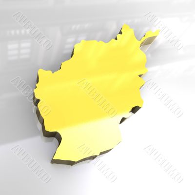 3d golden map of afghanistan