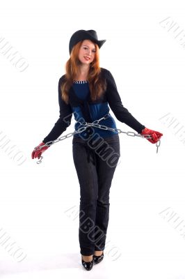 Young girl and red gloves