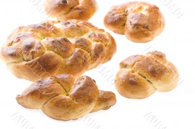 bun with sultana on white
