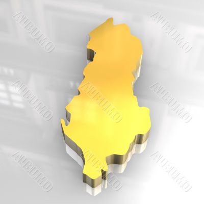 3d golden map of albania
