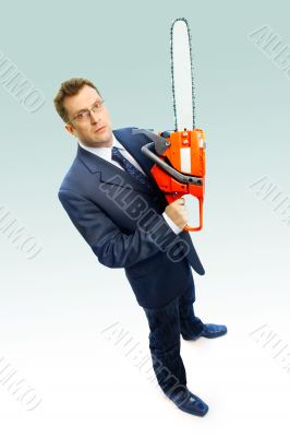 businessman with saw