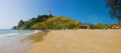 Panoramic shot of a tropical beach