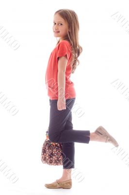 Fashion child with a leg up