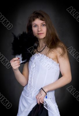 Portrait of thel girl with a fan