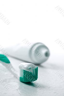 toothpaste and toothbrush