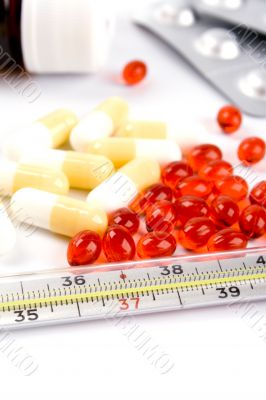thermometer and pills