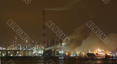 A night view of Industial plants