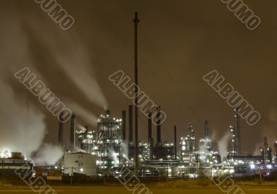 A night view of Industial plants