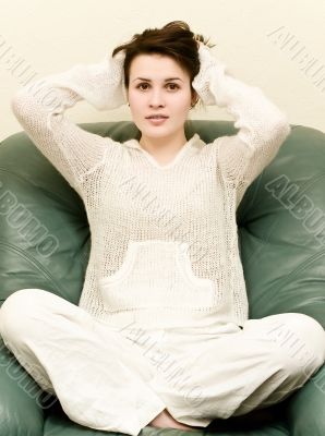 young woman in white