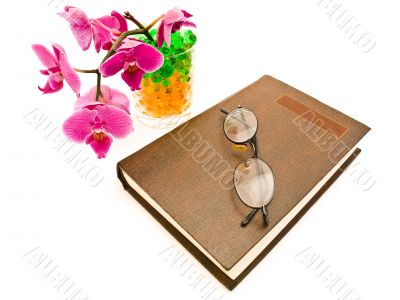 book and  glasses