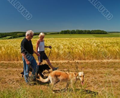 Couple with dogs