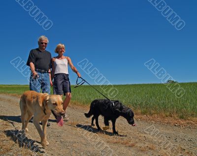 Couple with dogs