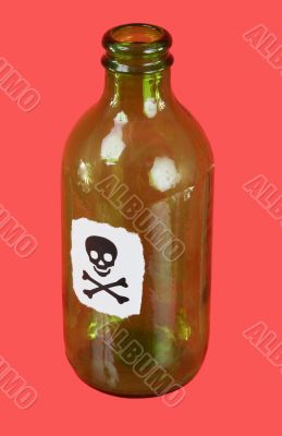 Green bottle with skull and crossbones